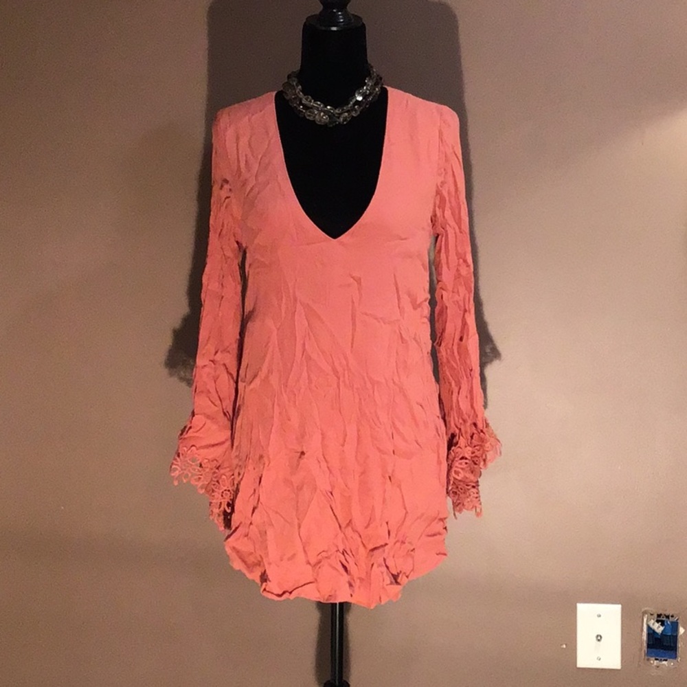 Coral dress.
